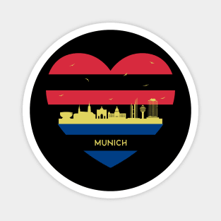 Germany Skyline cityscape Heart Shape Birds Flying Munich Magnet